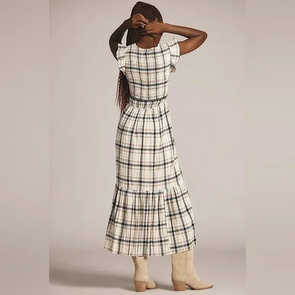 Anthropologie The Peregrine Midi Dress: Plaid Edition